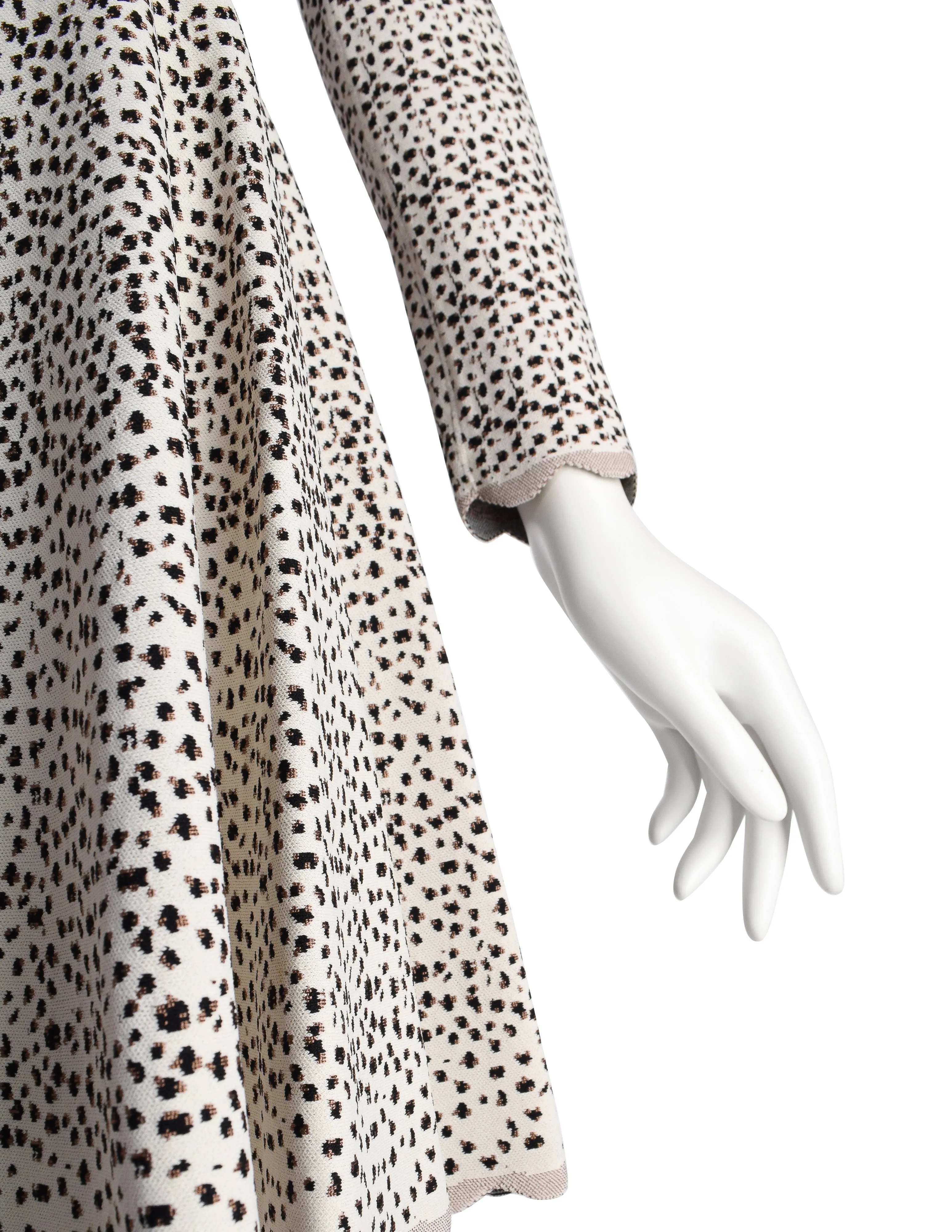 Azzedine Alaia AW 2009 White Brown Black Spotted Skater Dress