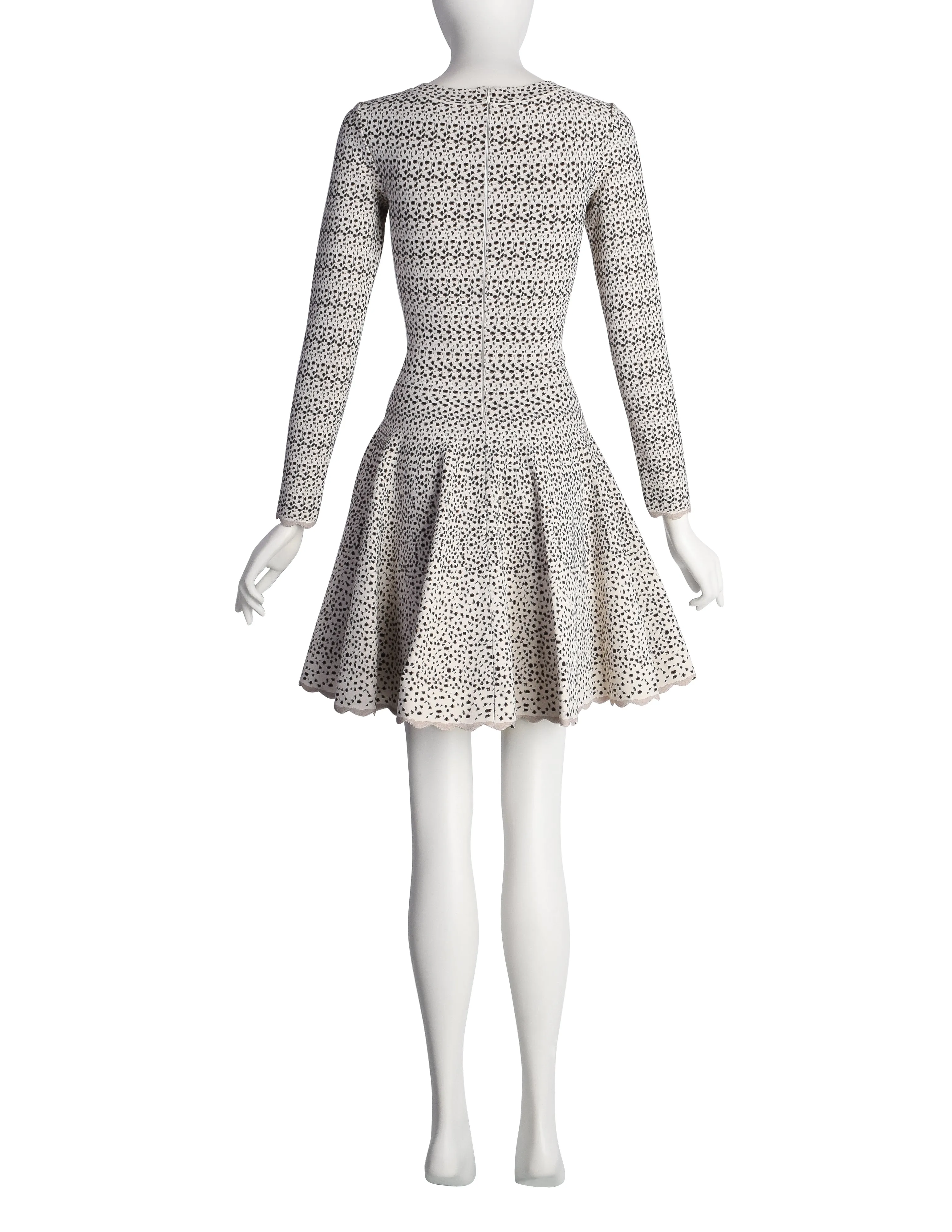 Azzedine Alaia AW 2009 White Brown Black Spotted Skater Dress