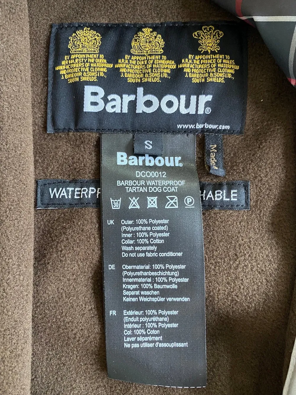 Barbour Waterproof Tartan Dog Coat