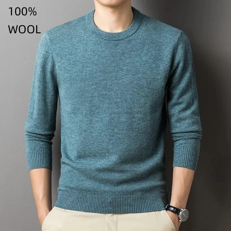 basic 100 wool sweater men top fashion winter clothes 2023 mens clothes winter vintage black pullover knit man streetwear jumper