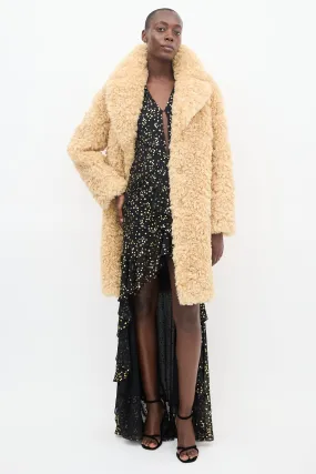 Beige Faux Fur Camille Cocoon Coat