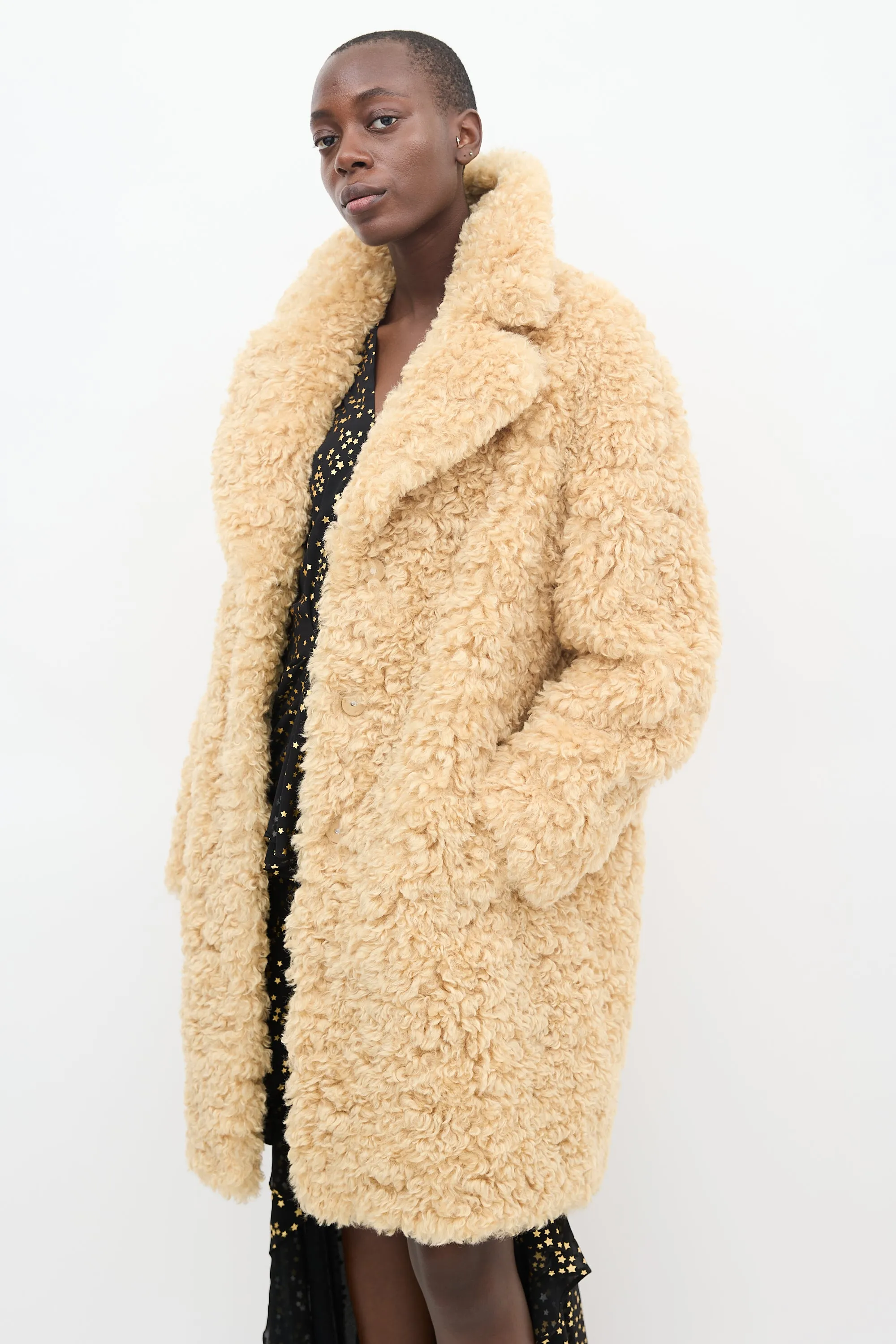 Beige Faux Fur Camille Cocoon Coat