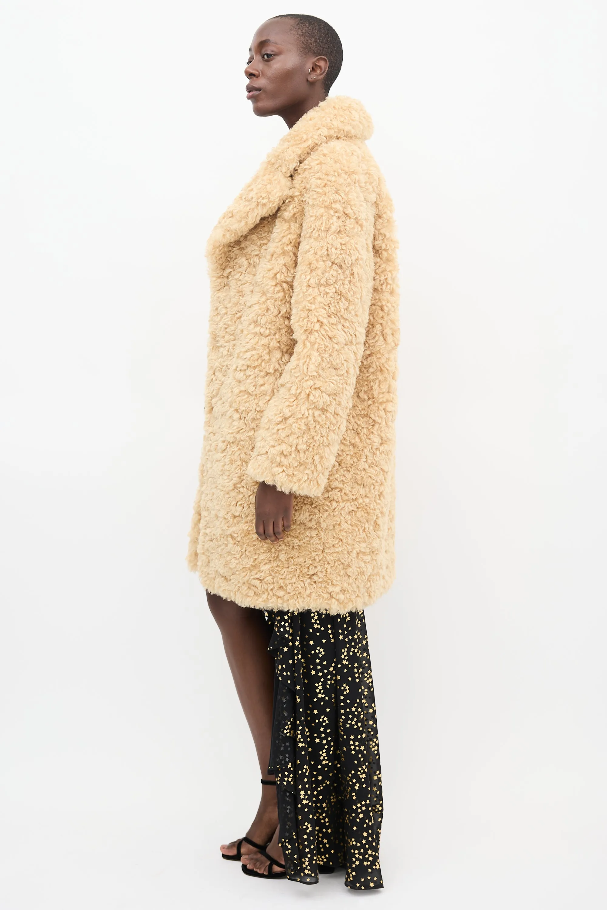 Beige Faux Fur Camille Cocoon Coat