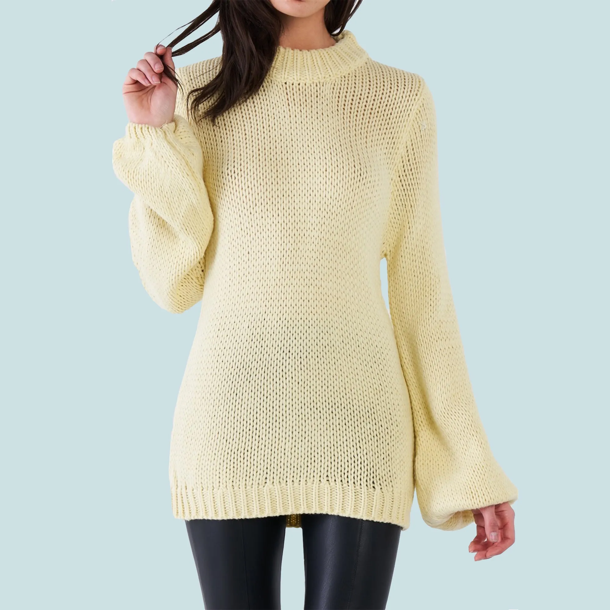 Bell Sleeve Long Length Knit Sweater