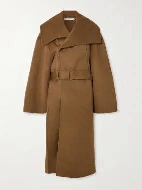 Belted wool-felt coat