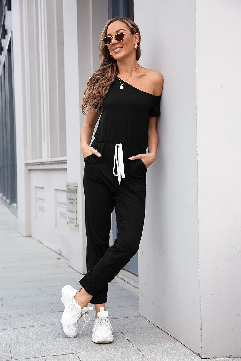 Black Off the Shoulder Jumpsuit