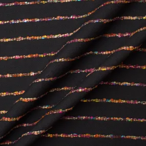 Black Pure Wool with Multi-Coloured Stripes