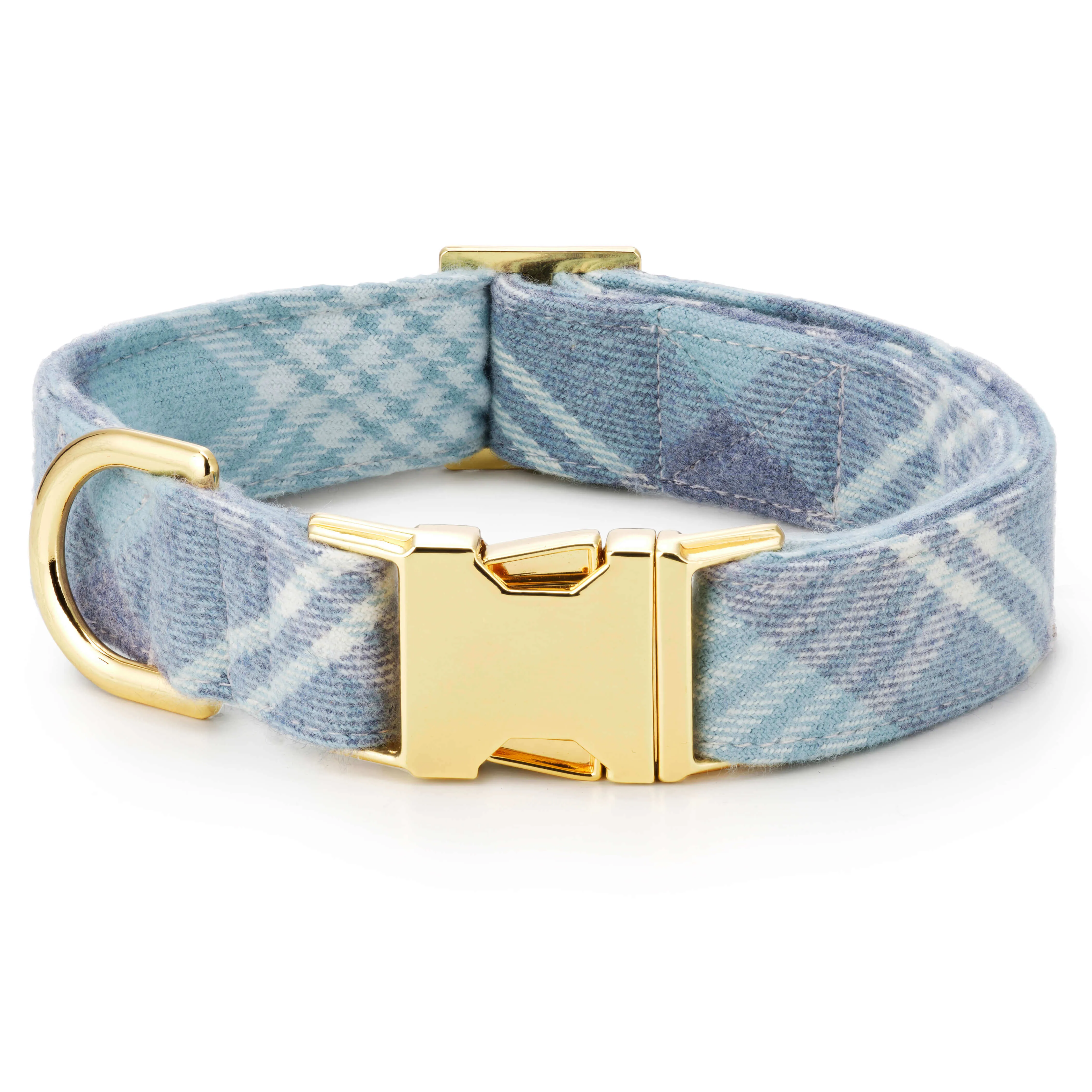 Blue Frost Plaid Flannel Bow Tie Collar