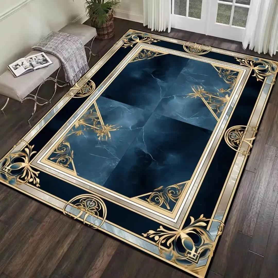 Blue Lagune Luxury Modern Ornament Carpet Non-Slip Floor Mat Rug Carpet