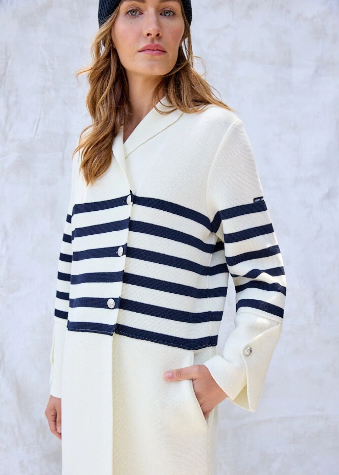 BONSECOURS - Wool Coat by Romain Brifault (IVORY / NAVY)