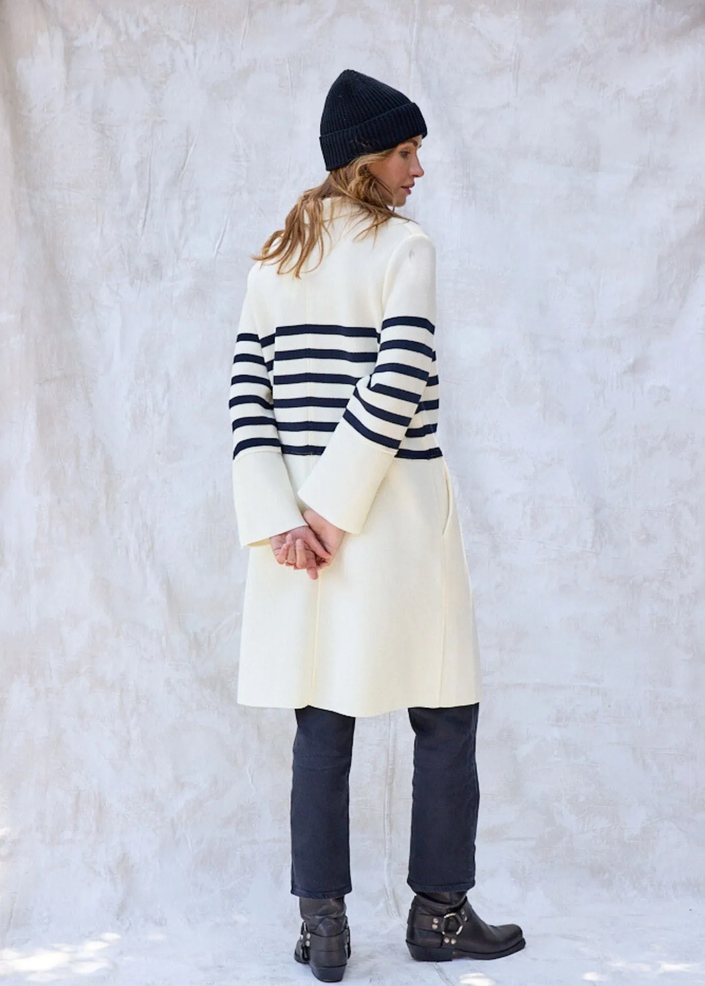 BONSECOURS - Wool Coat by Romain Brifault (IVORY / NAVY)