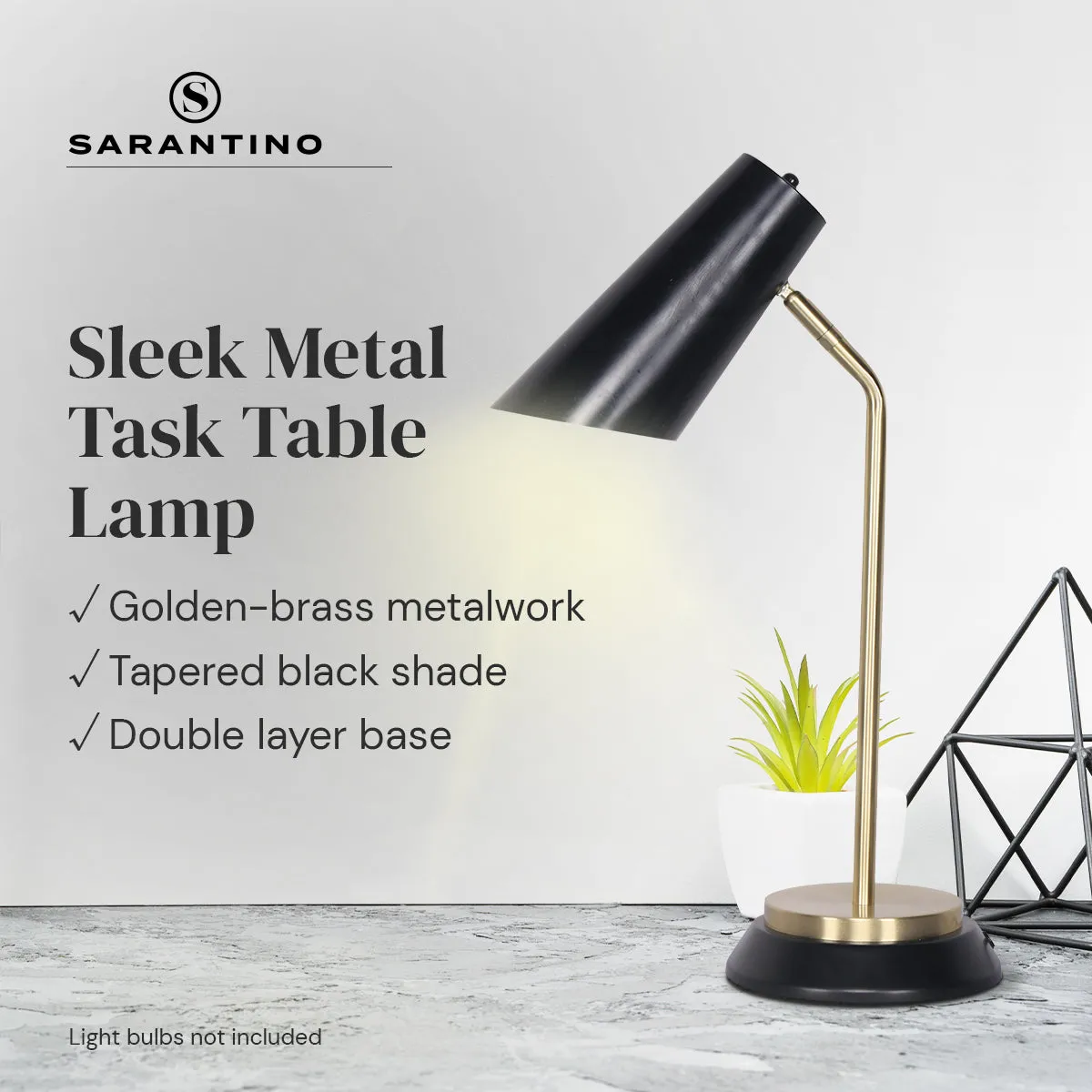 Brass Finish Table Lamp with Unique Shade and Dual-Base