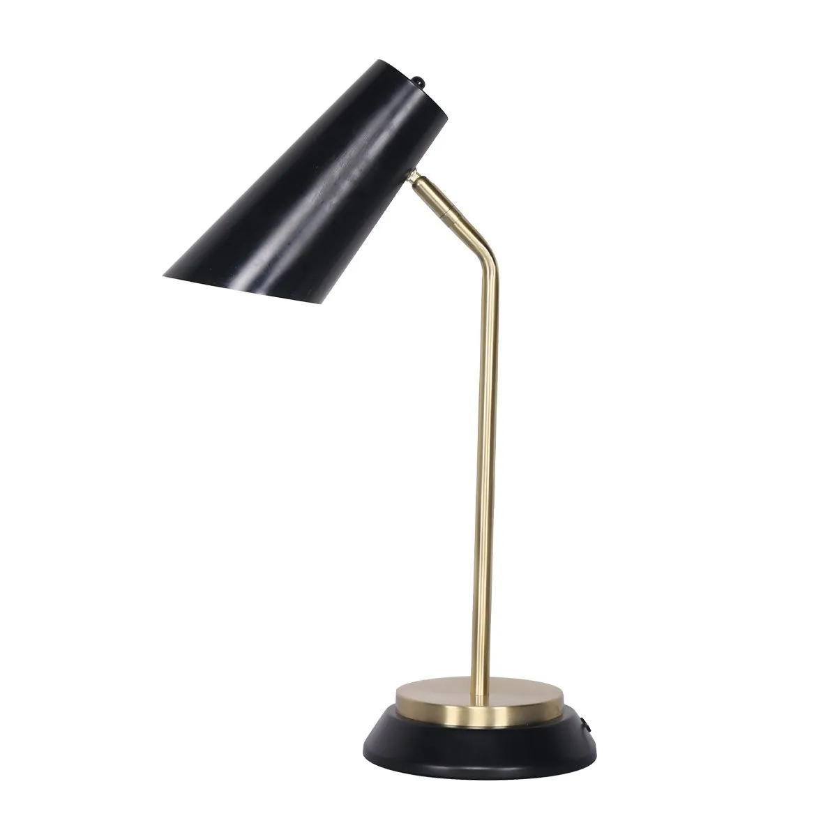 Brass Finish Table Lamp with Unique Shade and Dual-Base