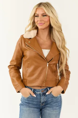 Brown Sugar Faux Leather Biker Jacket