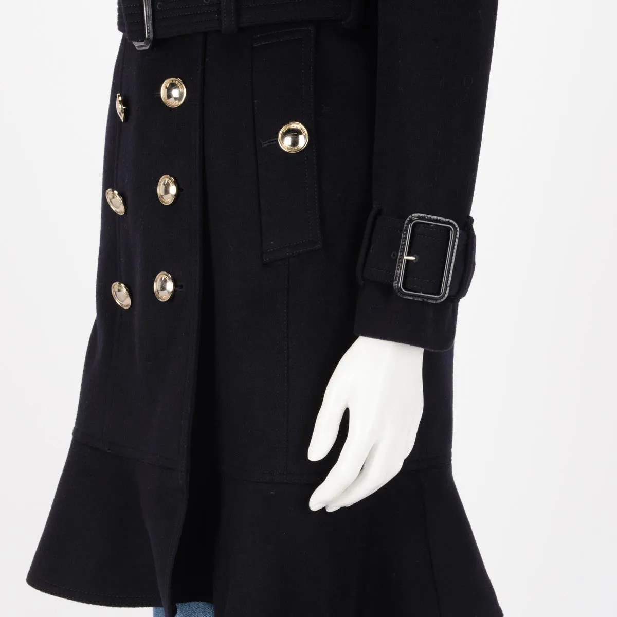 Burberry Navy Wool & Cashmere Double Breasted Coat UK 4