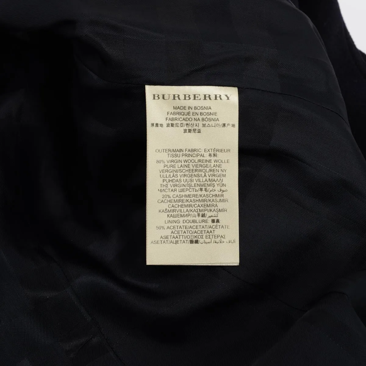 Burberry Navy Wool & Cashmere Double Breasted Coat UK 4