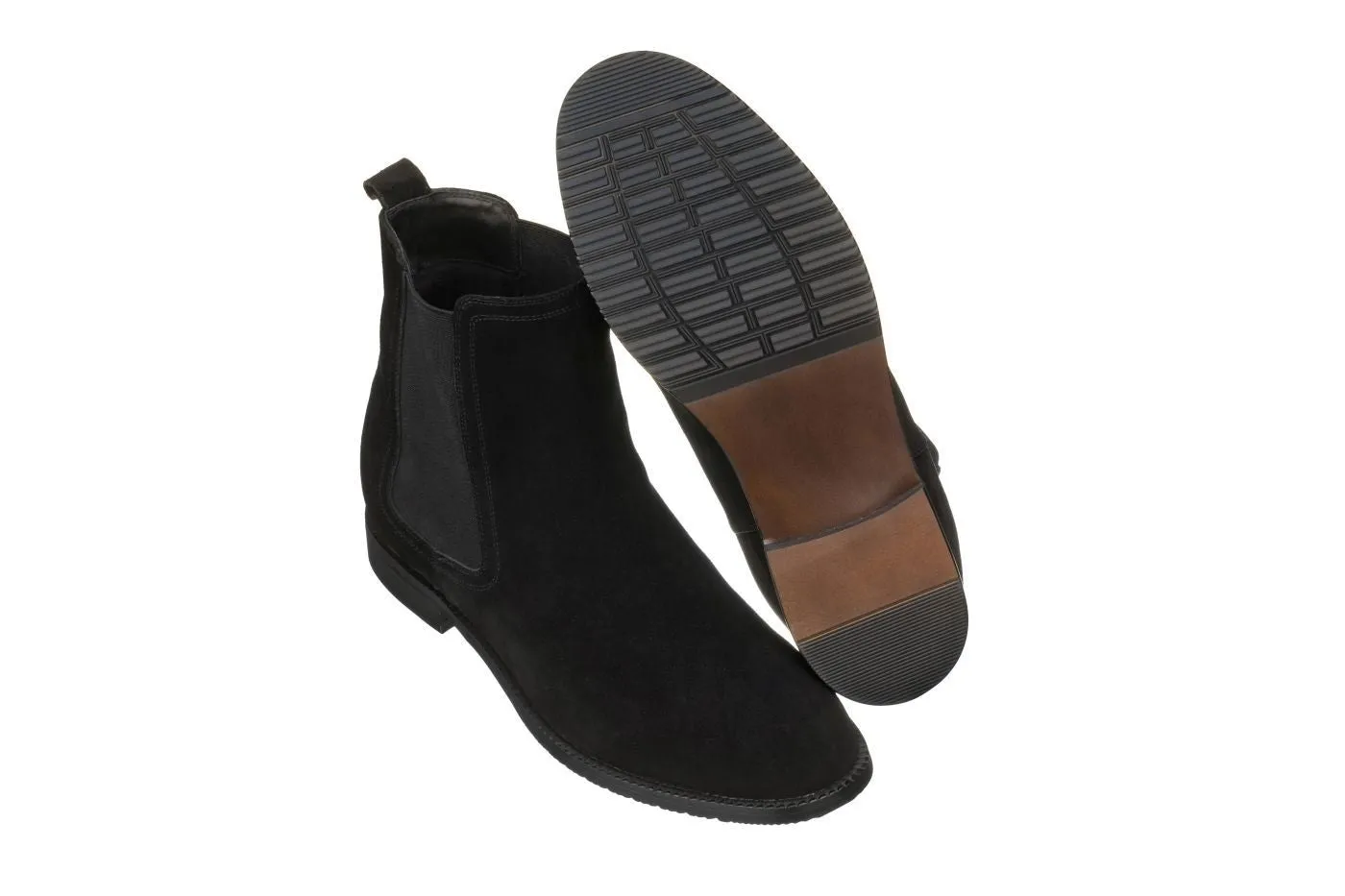 CALTO - K33090 - 2.9 Inches Taller (Black) - Suede Chelsea Boot