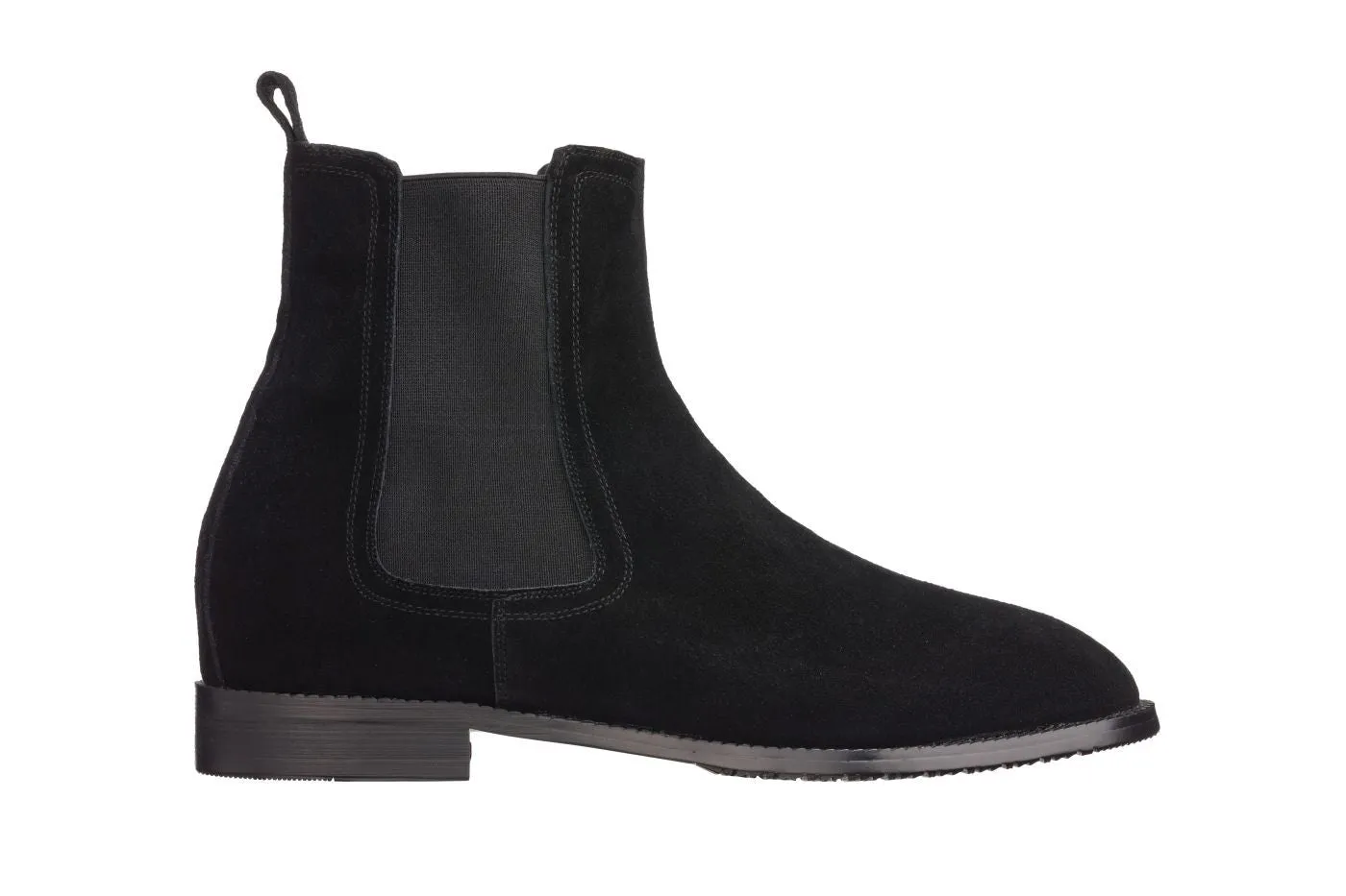 CALTO - K33090 - 2.9 Inches Taller (Black) - Suede Chelsea Boot