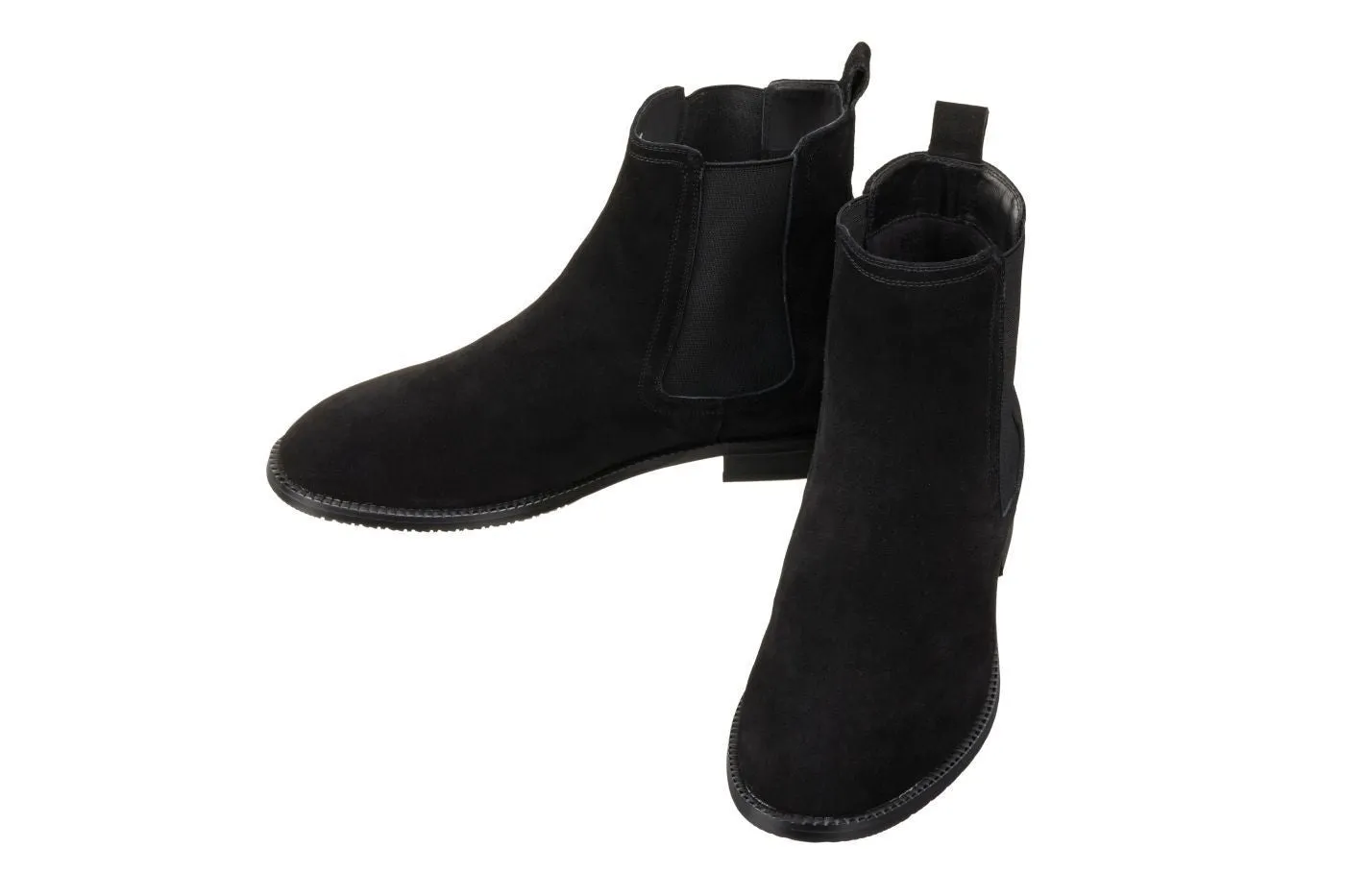 CALTO - K33090 - 2.9 Inches Taller (Black) - Suede Chelsea Boot