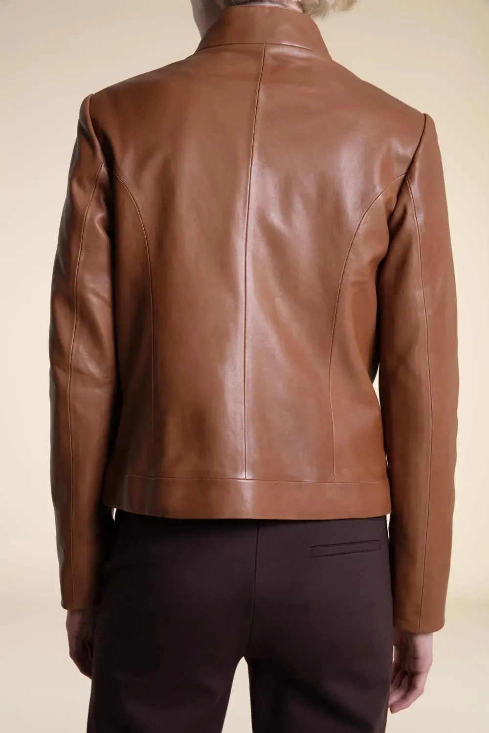 Camel leather jacket womens