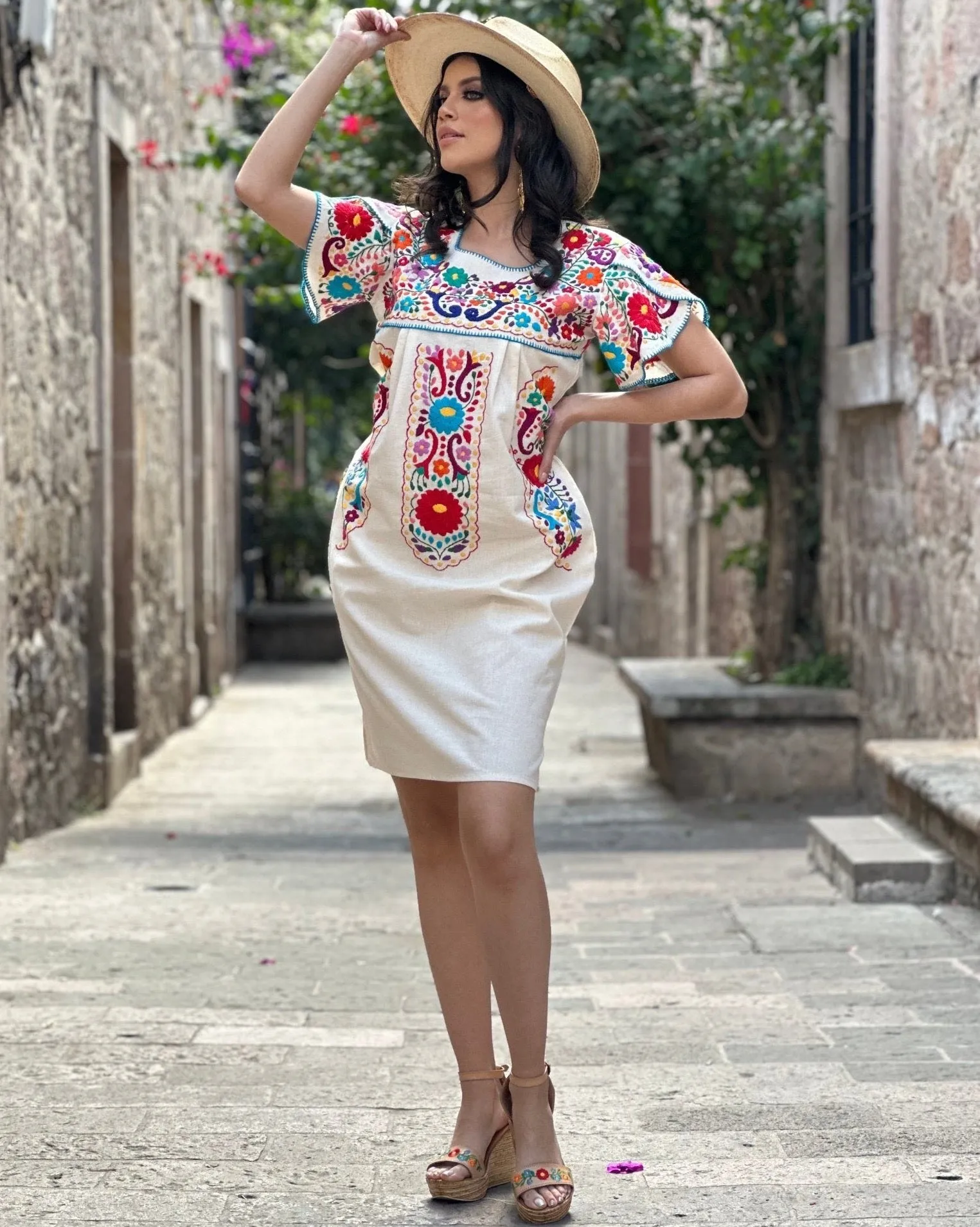 Camelia Floral Embroidered Dress