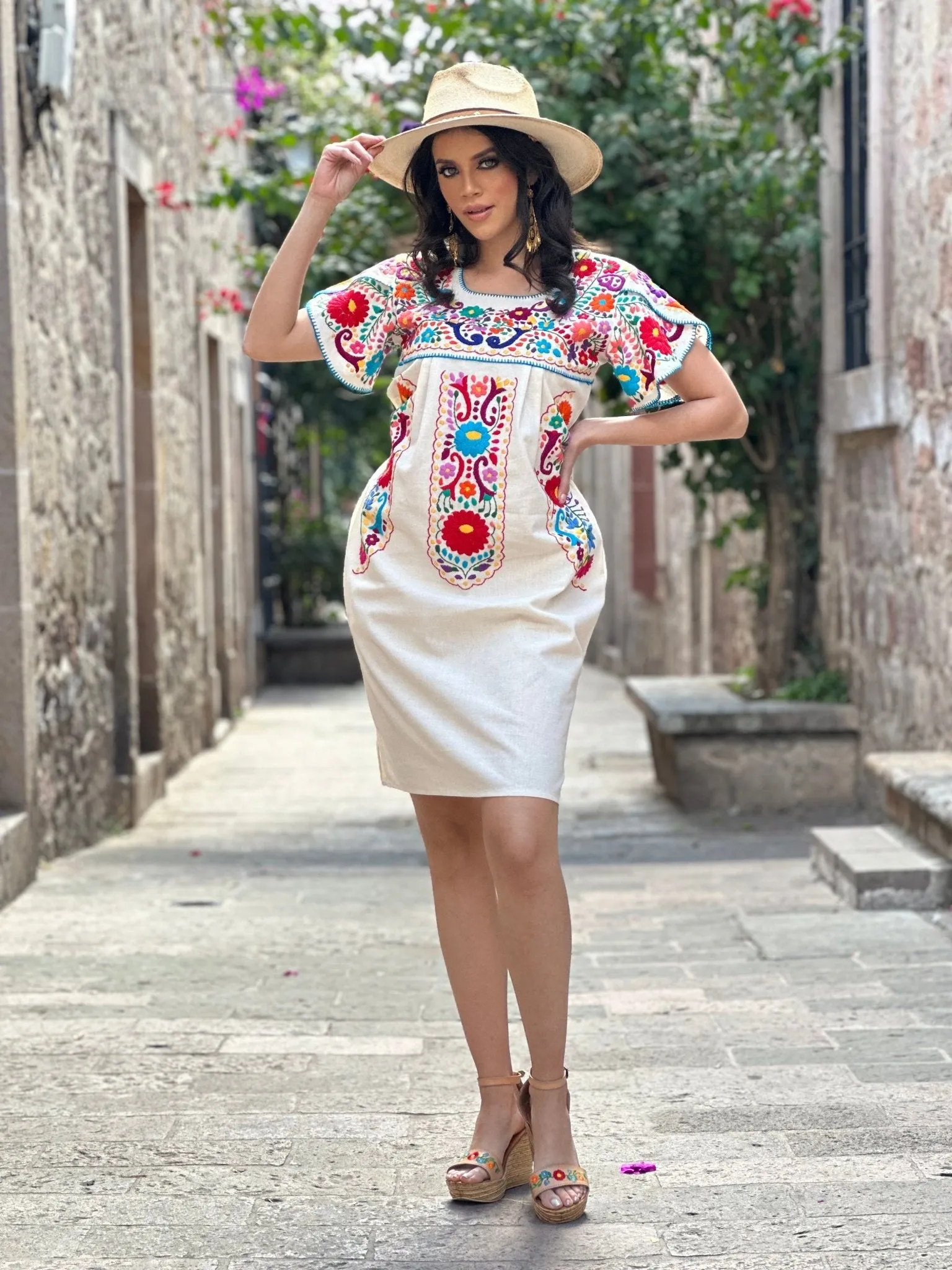 Camelia Floral Embroidered Dress