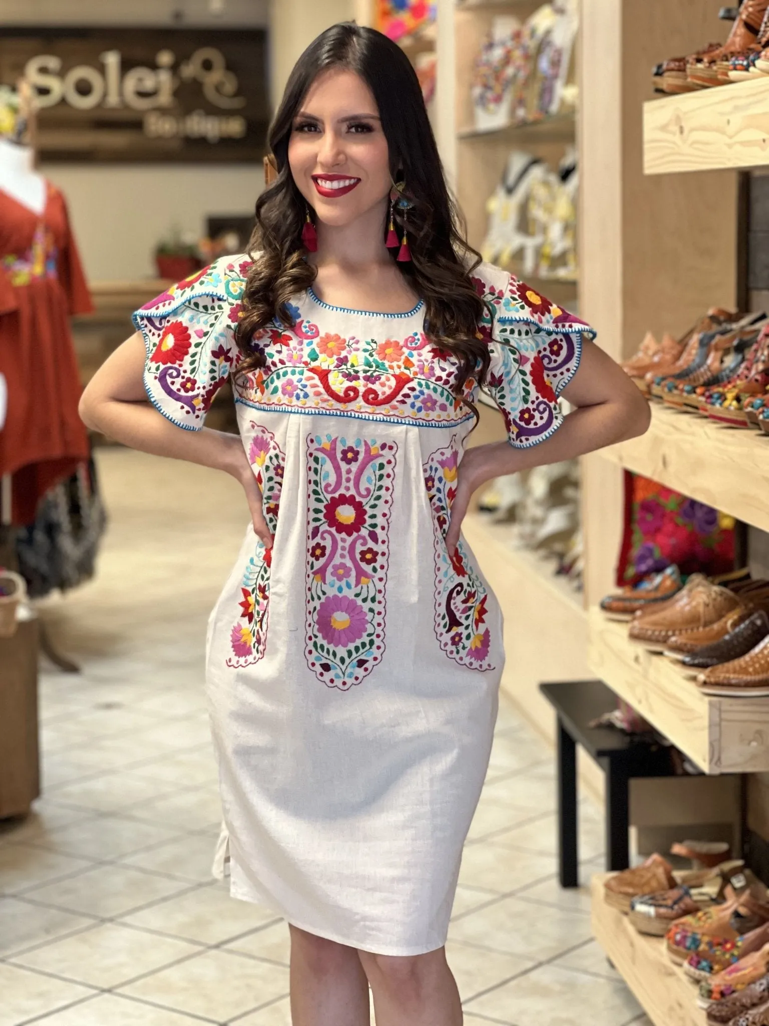 Camelia Floral Embroidered Dress