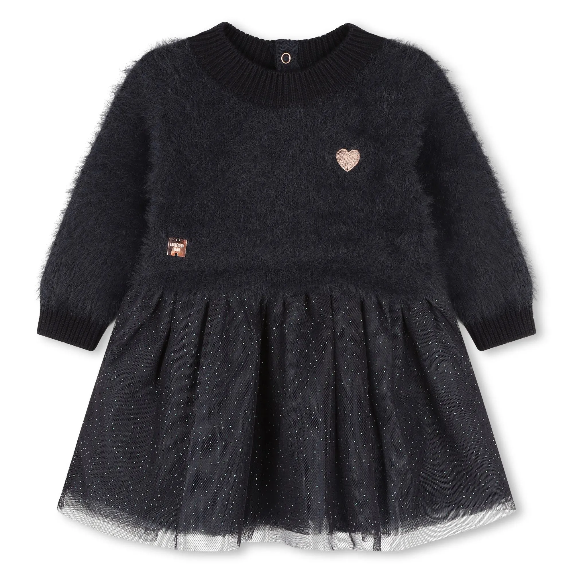 Carrement Beau Navy Knit Tulle Dress