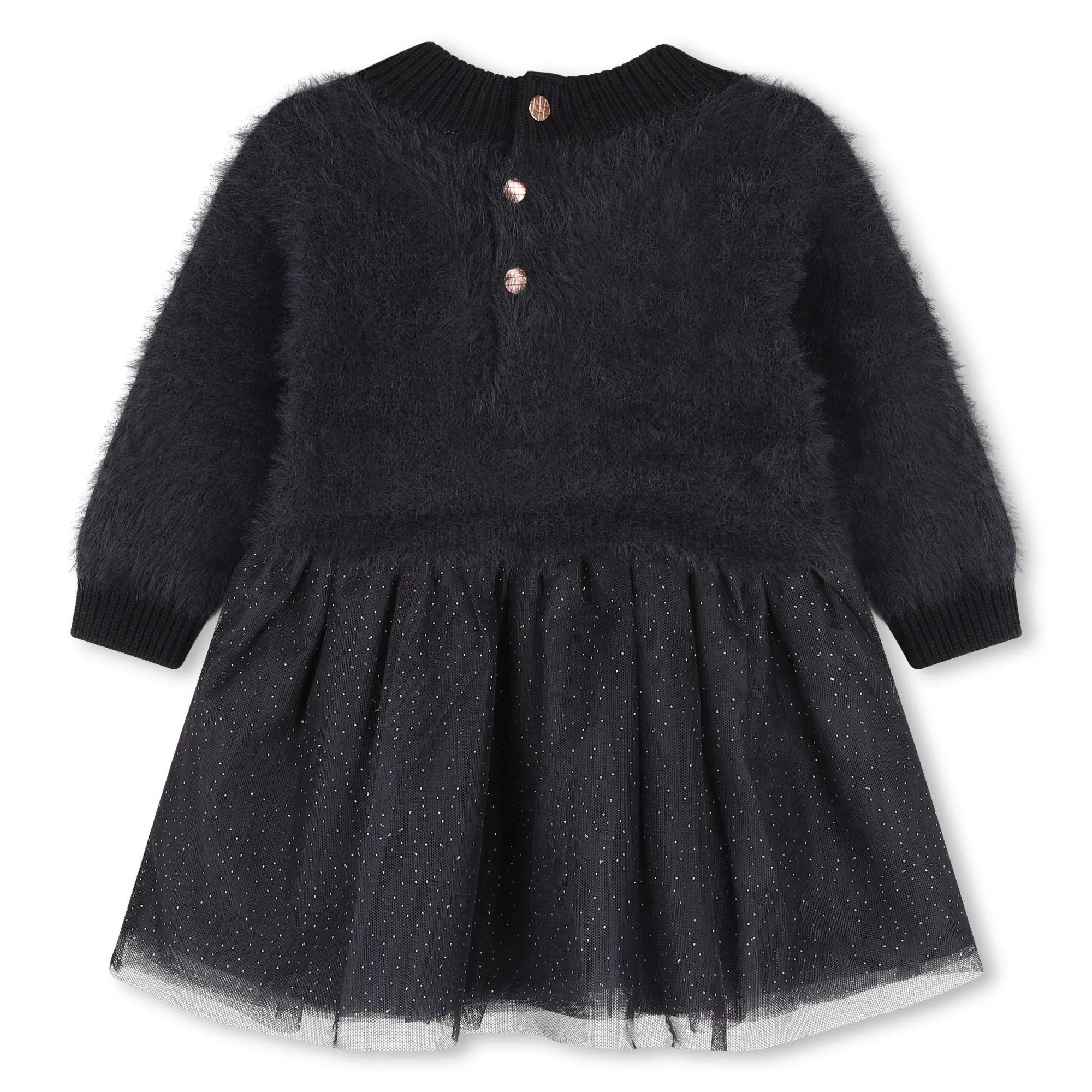 Carrement Beau Navy Knit Tulle Dress