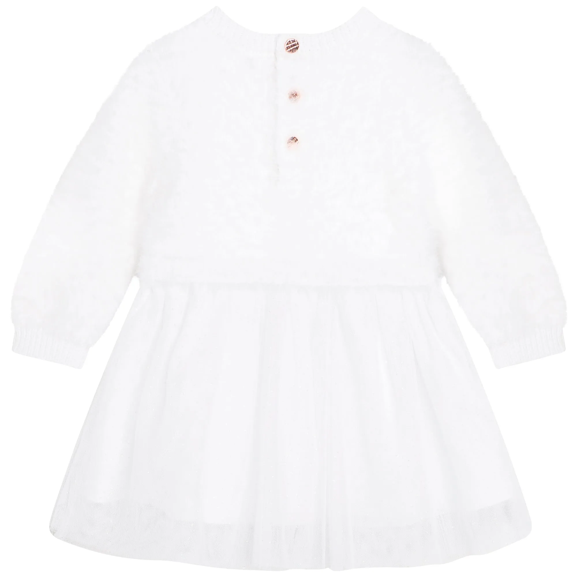 Carrement Beau White Knit Tulle Dress