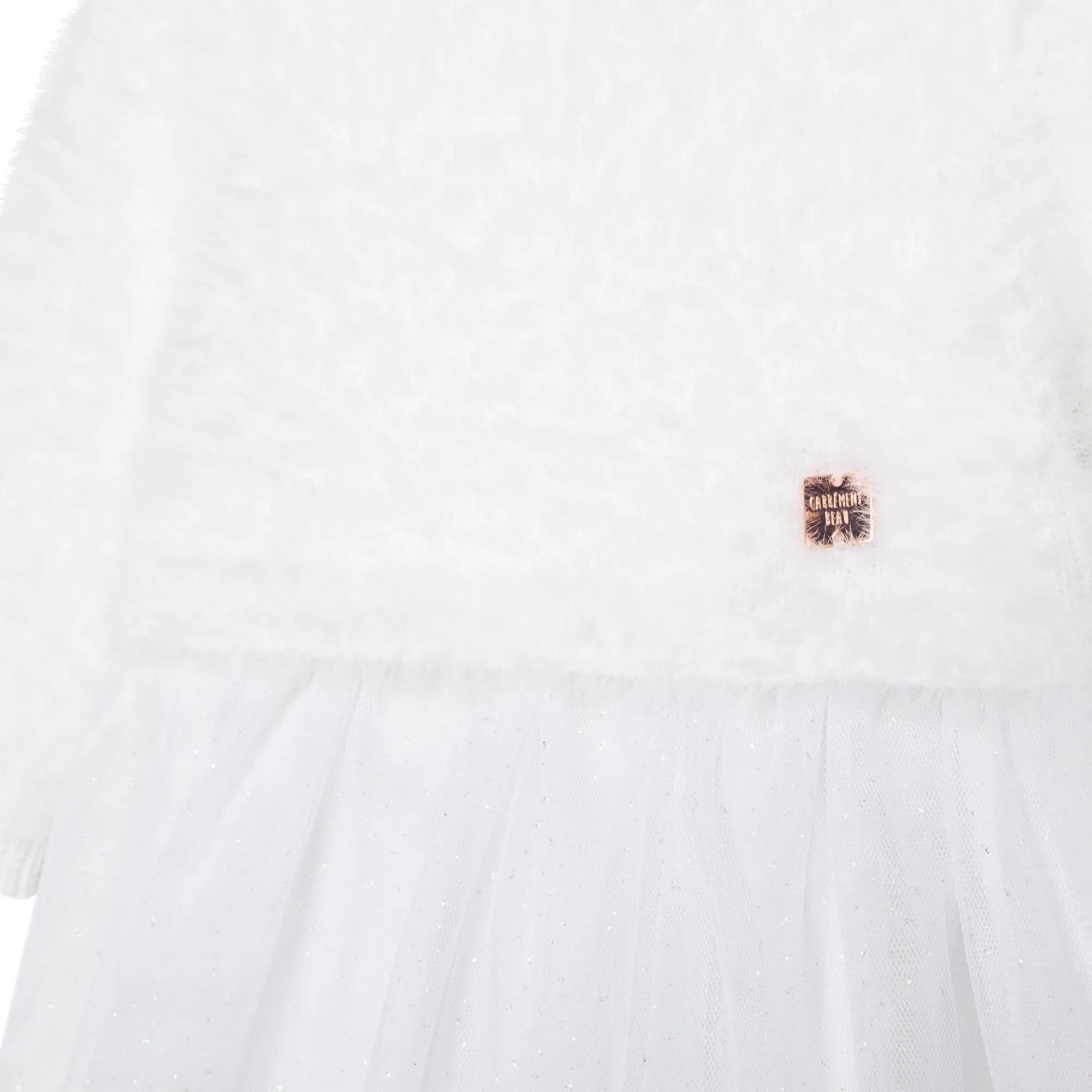 Carrement Beau White Knit Tulle Dress