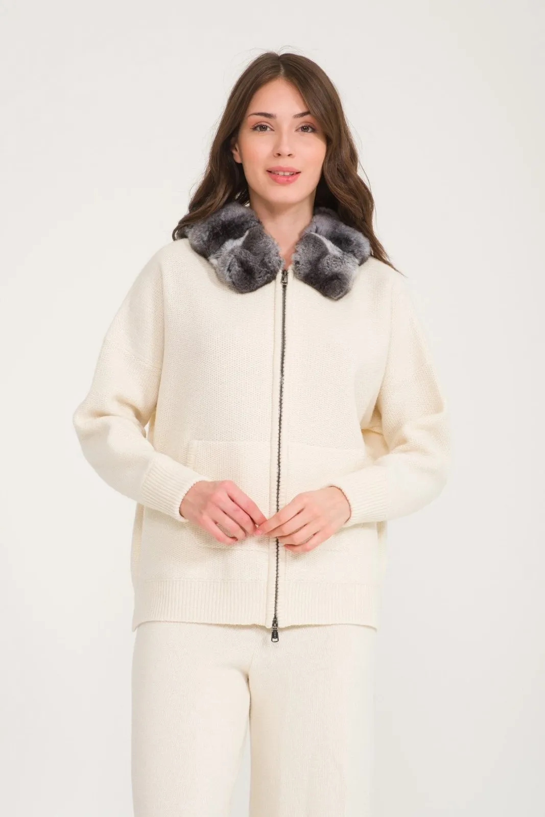 Chinchilla Fur Lined Hoodie & Pants Set