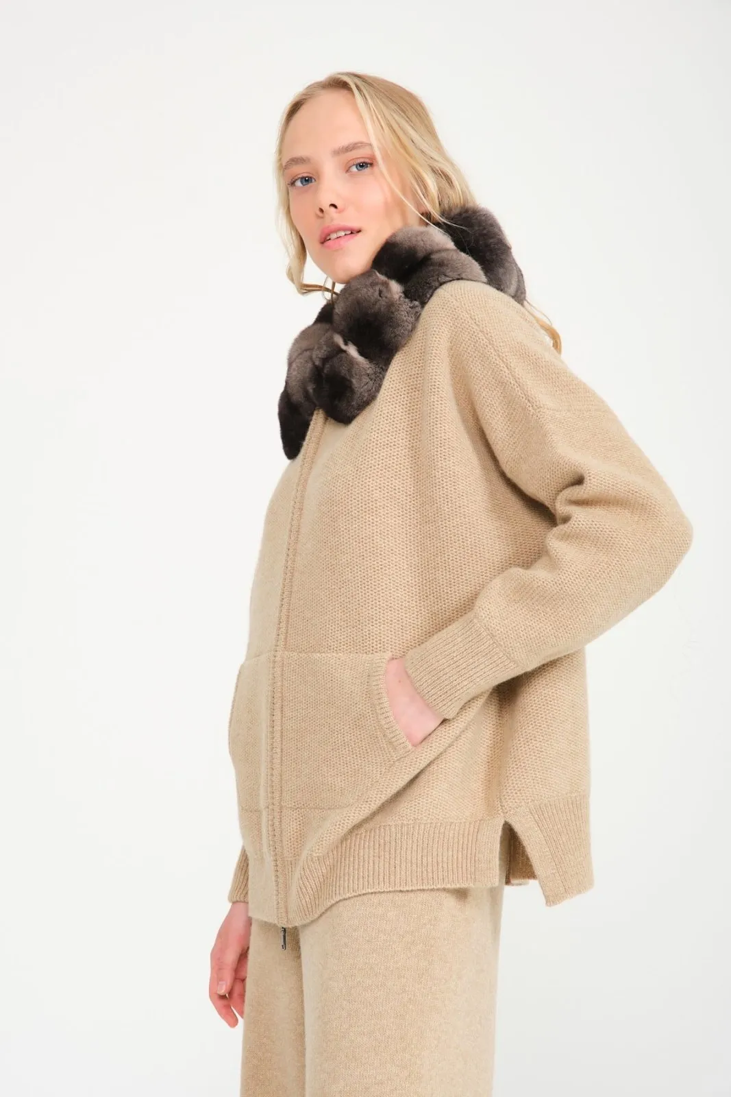 Chinchilla Fur Lined Hoodie & Pants Set