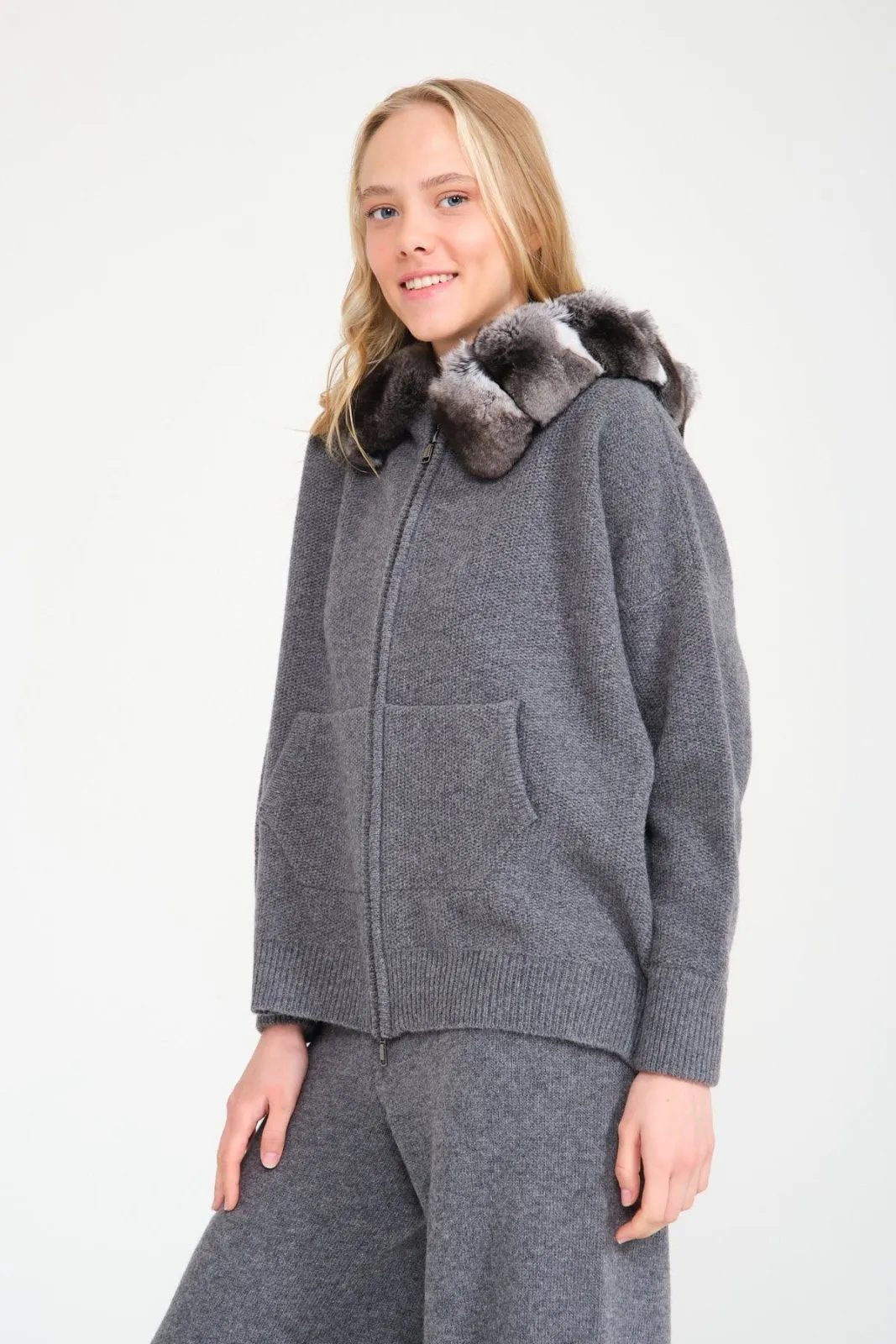 Chinchilla Fur Lined Hoodie & Pants Set