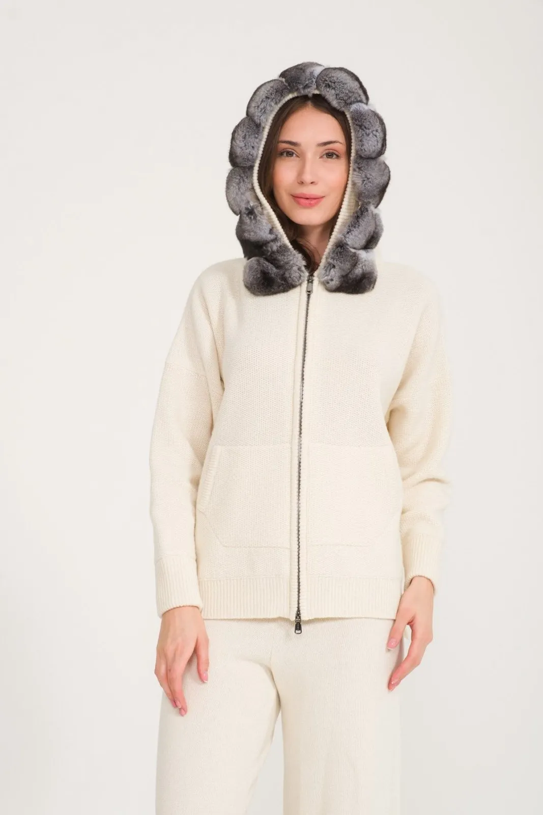 Chinchilla Fur Lined Hoodie & Pants Set