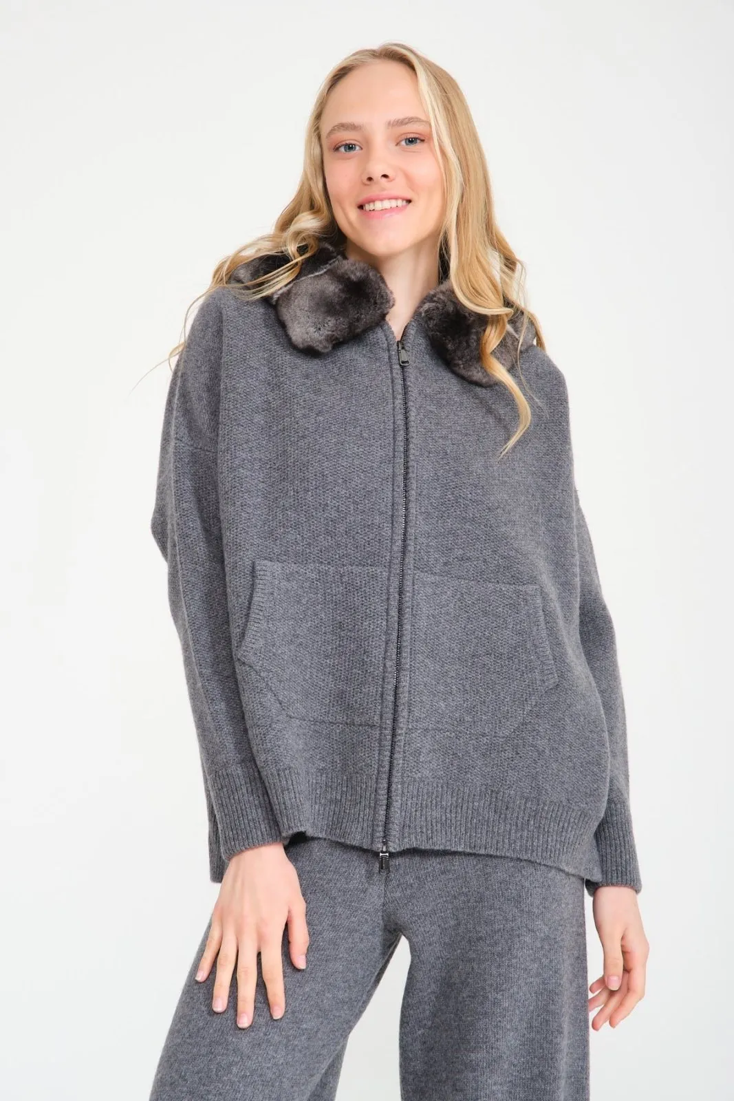 Chinchilla Fur Lined Hoodie & Pants Set