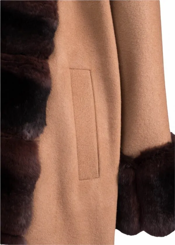 Chinchilla Fur Trimmed Cashmere Coat