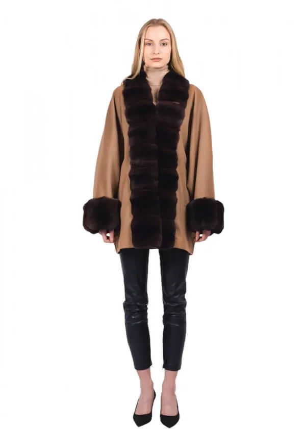 Chinchilla Fur Trimmed Cashmere Coat