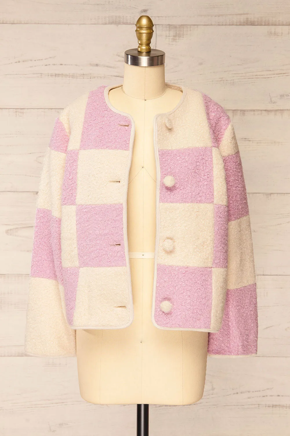 Clervie | Knit Square Patterned Coat