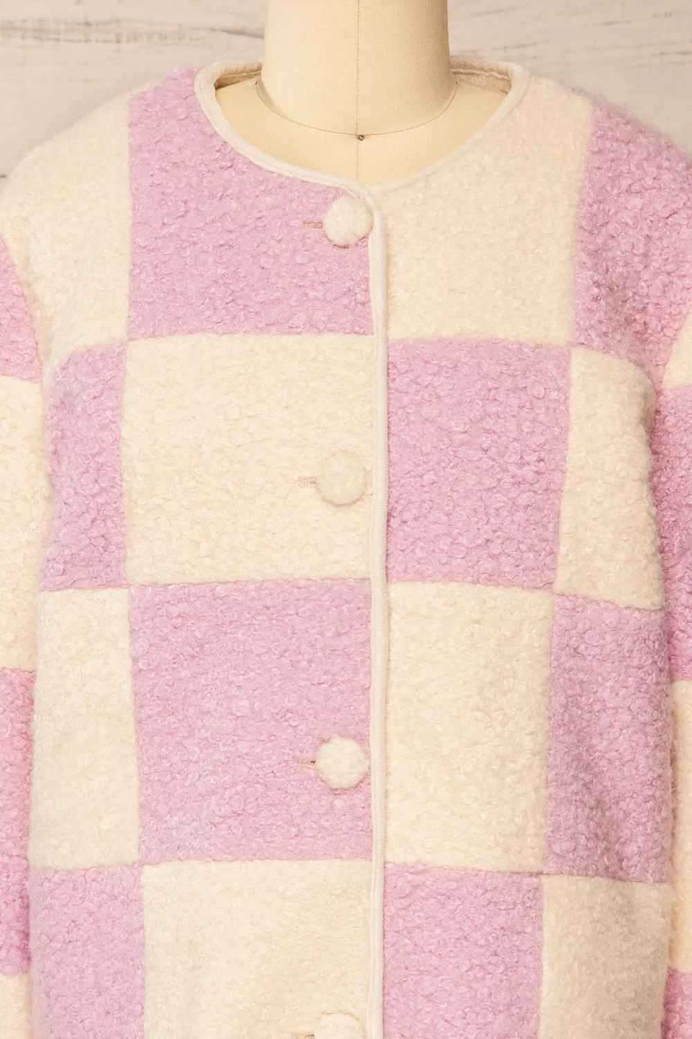 Clervie | Knit Square Patterned Coat