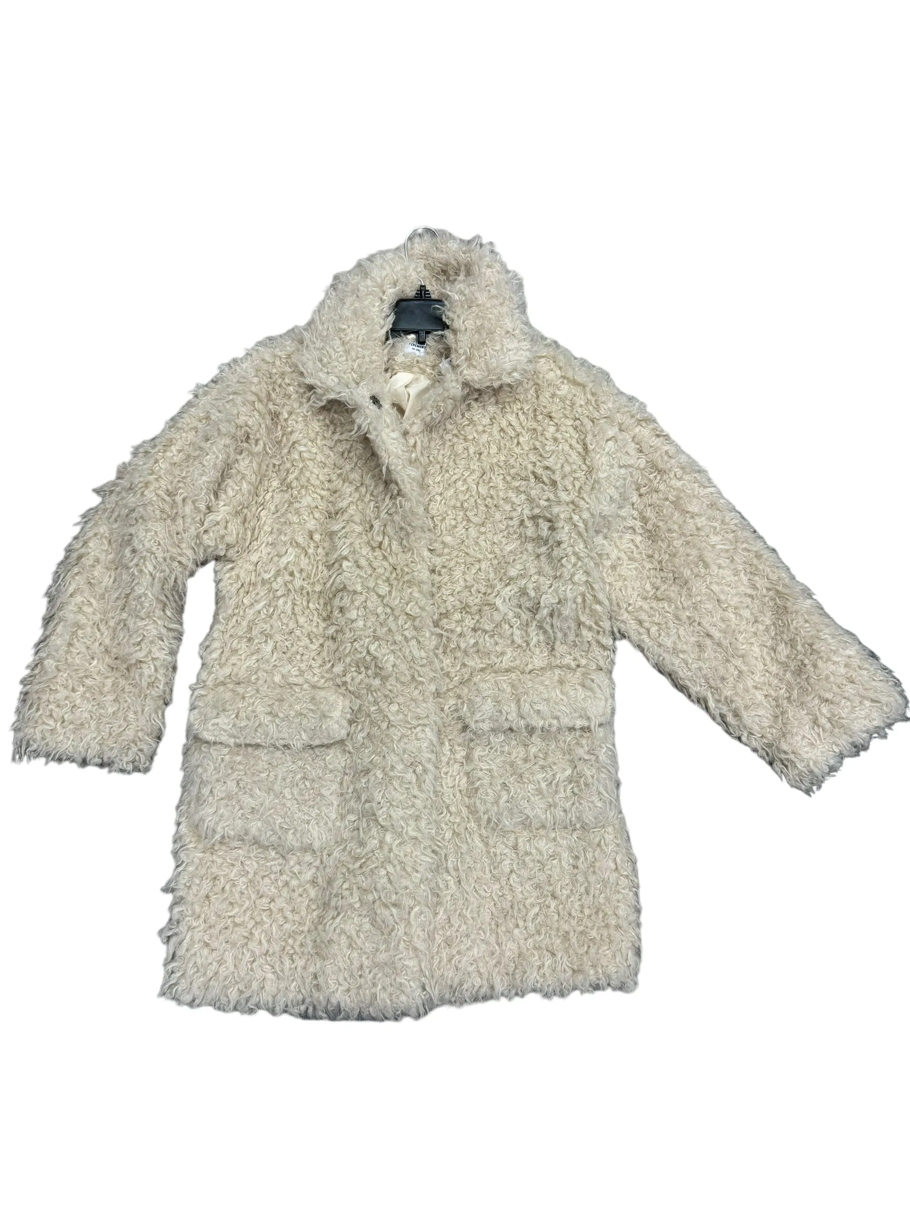 Coat Faux Fur & Sherpa By Cmb In Cream, Size: Xs