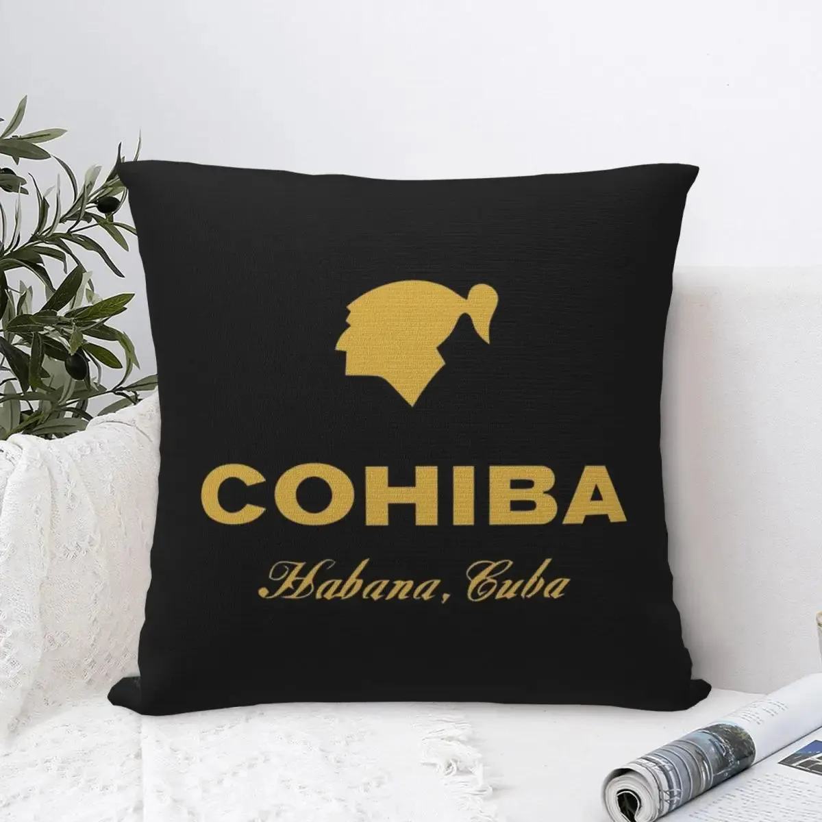 Cohiba Habana Cuba Cigar Style Pillowcases Black Poliester