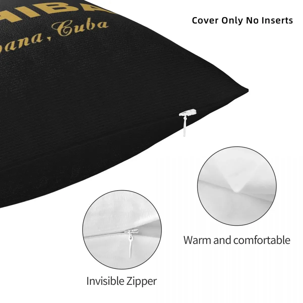 Cohiba Habana Cuba Cigar Style Pillowcases Black Poliester