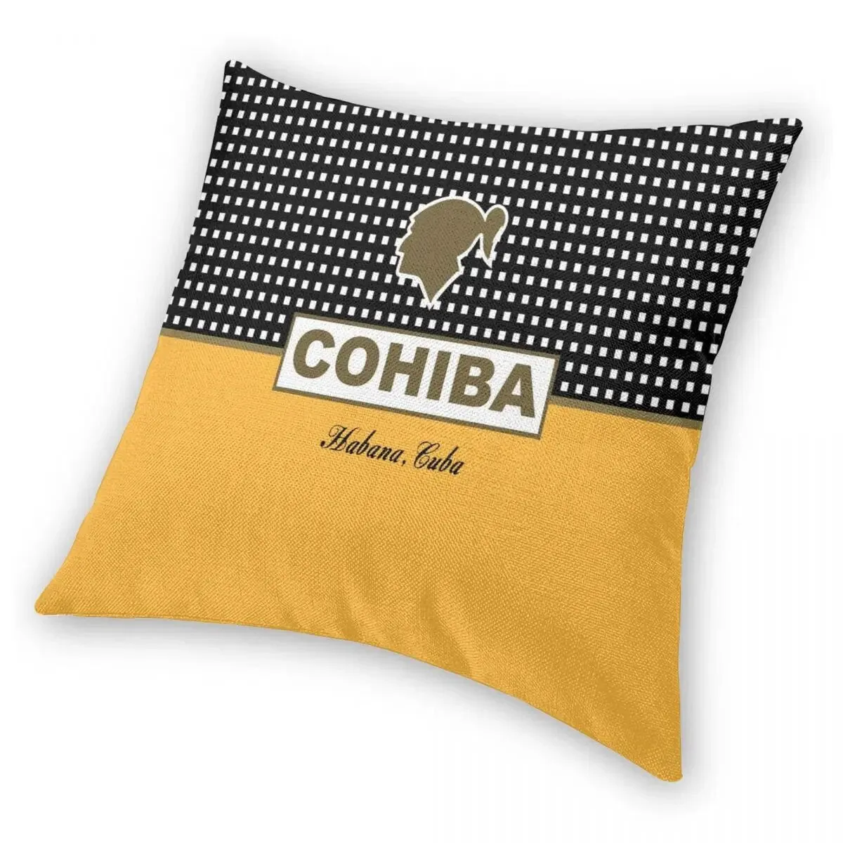 Cohiba Habana Cuba Cigar Style Pillowcases Yellow Poliester