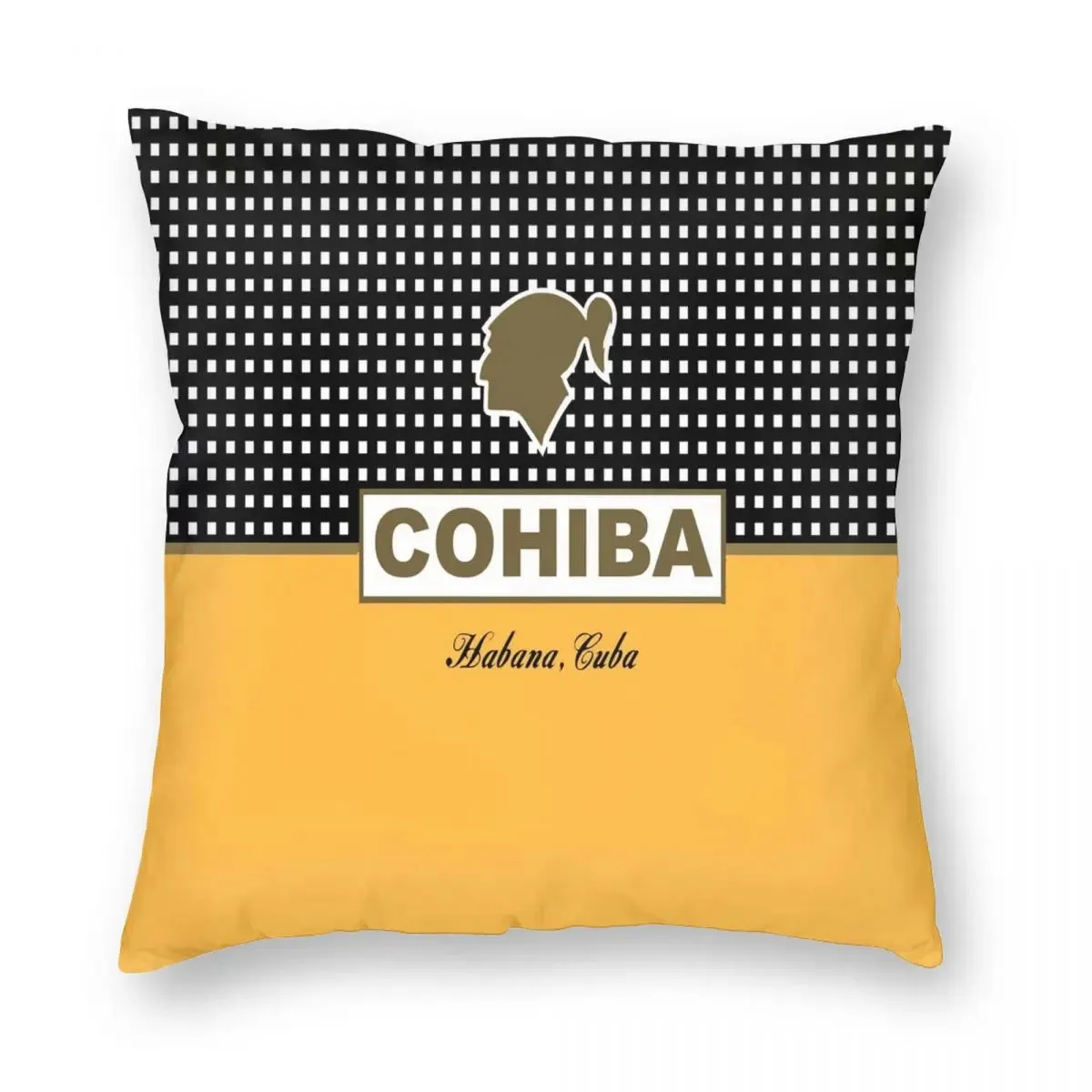 Cohiba Habana Cuba Cigar Style Pillowcases Yellow Poliester