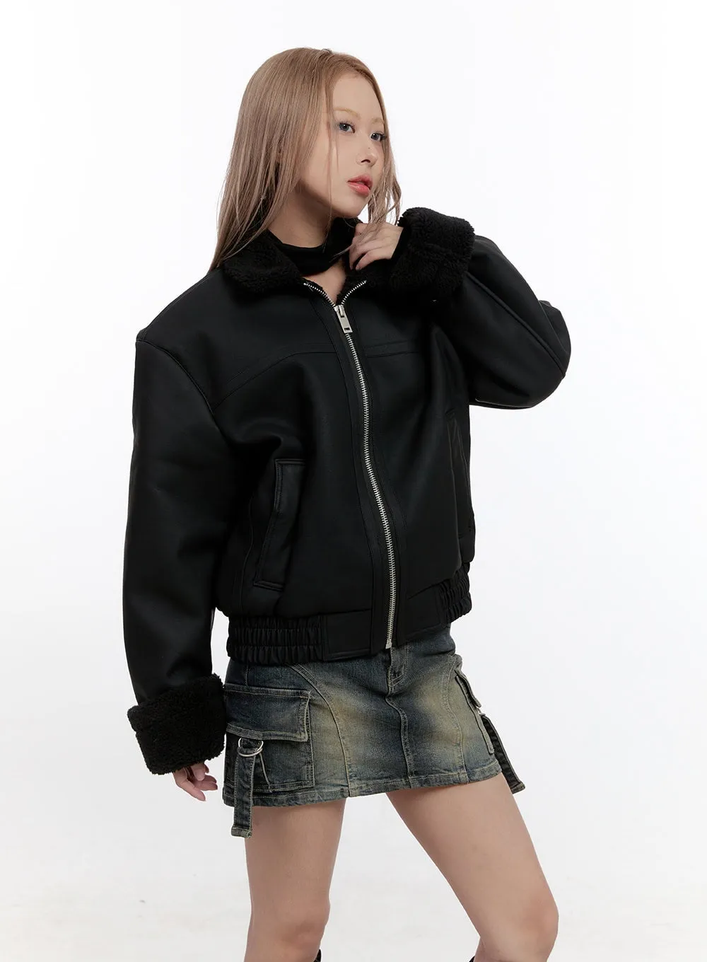 CozyChic Zip-Up Faux Fur Jacket CN425