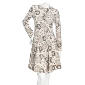 Cream and Black Floral Print Princess Coat