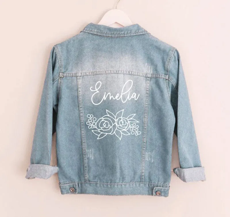 Custom Bridal Floral Denim Jacket