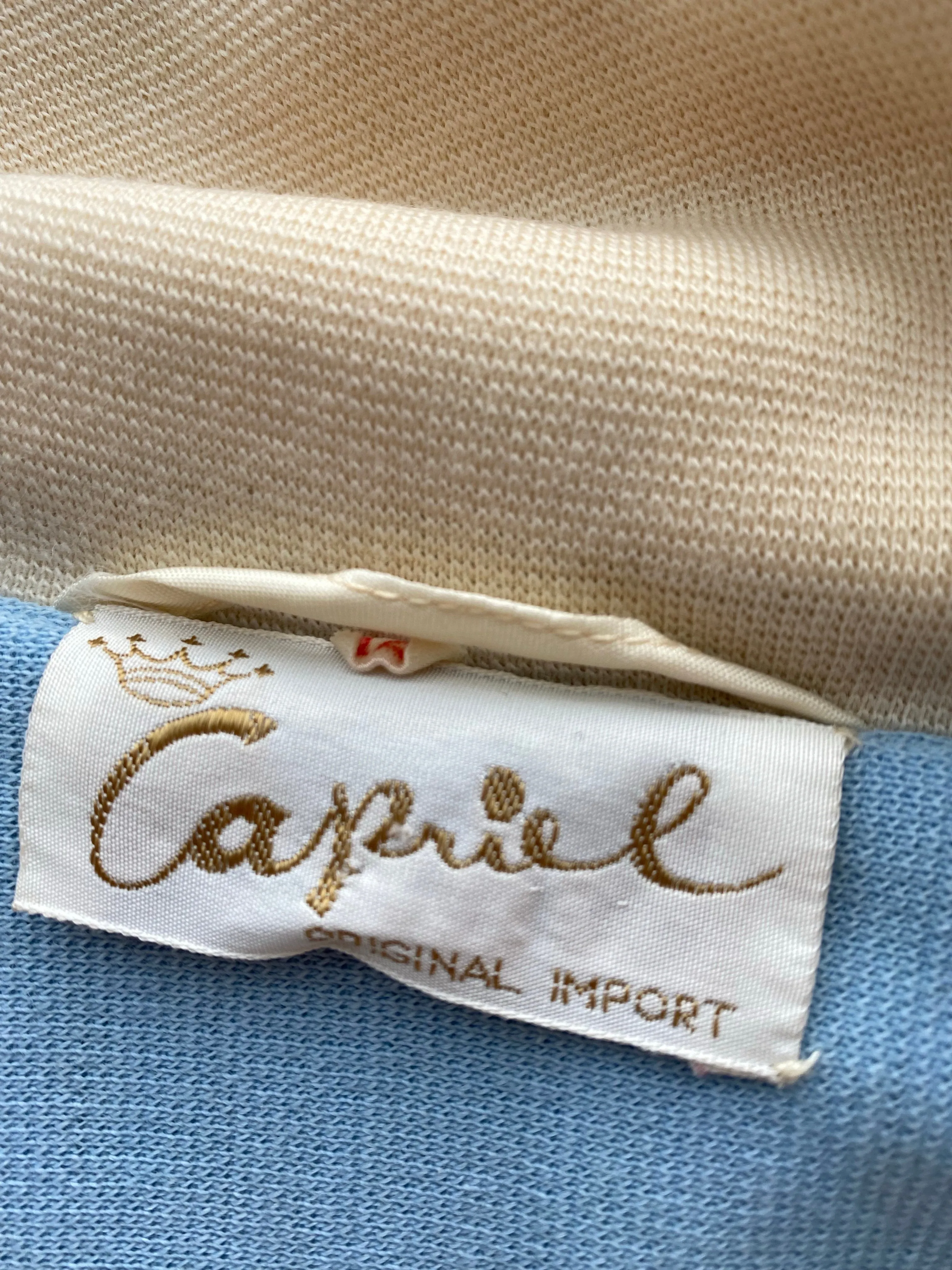 Darling 1960's Mod Ivory & Blue Wool Knit Coat By Capriel / Large