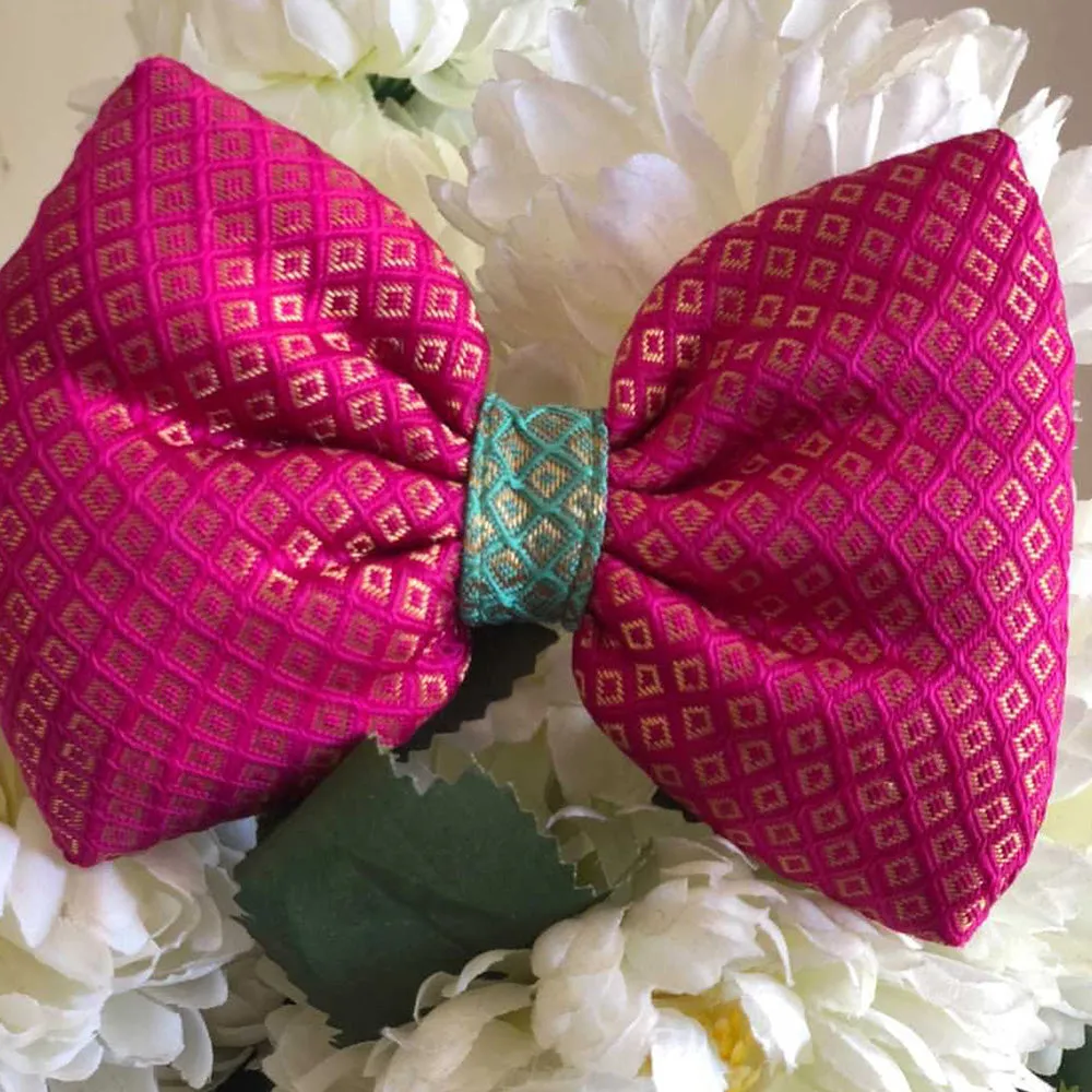 Dear Pet Brocade Bow in Pink